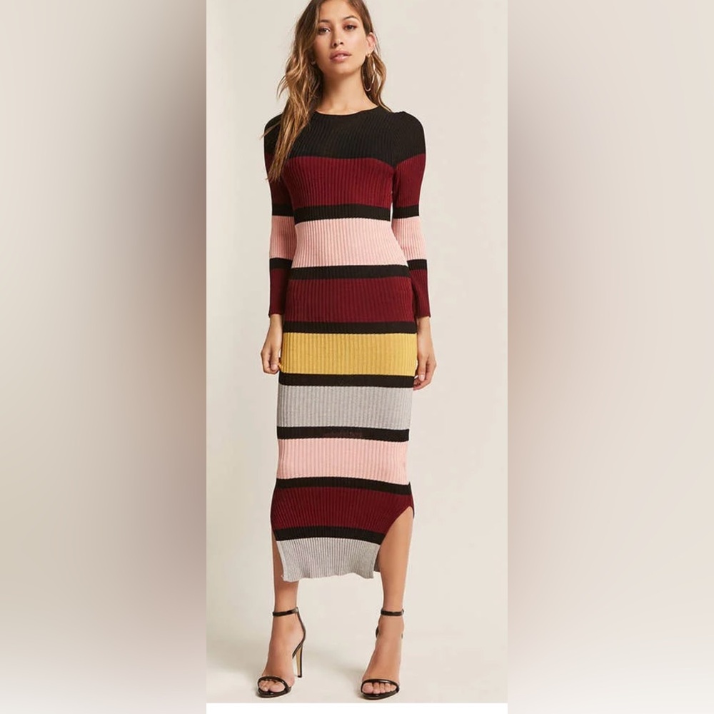 Active USA Multicolor Striped Turtleneck Long Sleeve Sweater Dress Size Large